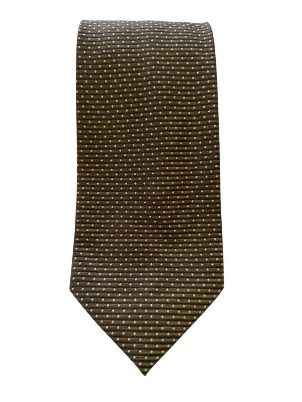 Yves Saint Laurent Silk Tie - Dark Espresso Brown Tonal Vertical Stripe White Do